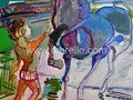 artistas-espanoles-arte-contemporaneo.merello.nino-con-caballo-azul-92x73-cm